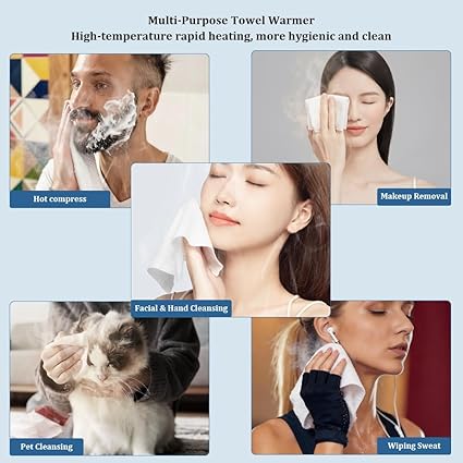 Hot Face Towel Heater Machine, Towel Warmer, 55°C Constant Temperature, 20 Compressed Towels, Smart Voice Alerts, Auto Heating & Dispensing, White