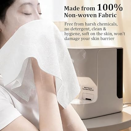 Hot Face Towel Heater Machine, Towel Warmer, 55°C Constant Temperature, 20 Compressed Towels, Smart Voice Alerts, Auto Heating & Dispensing, White